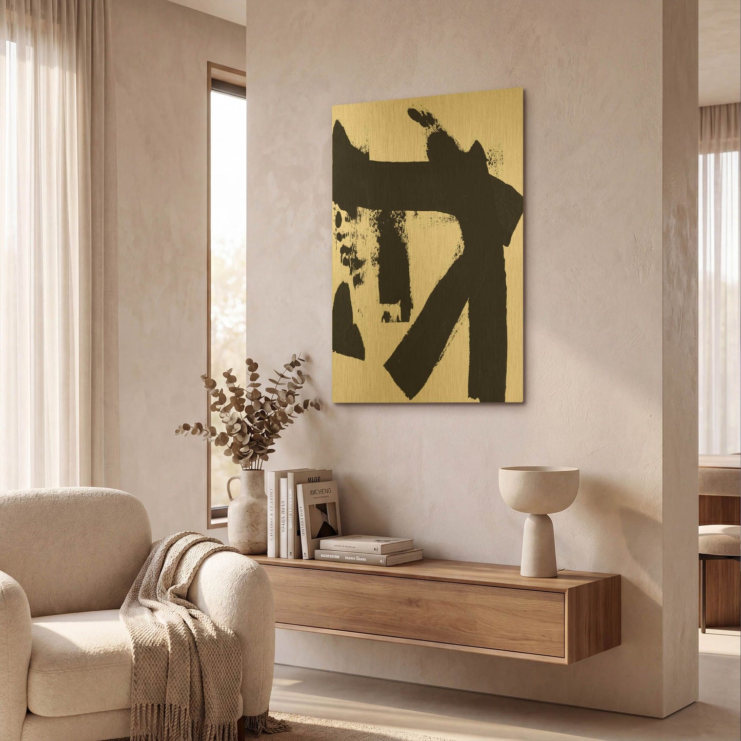 'Brushstrokes IV' By Linda Woods Gold Metal Wall Art