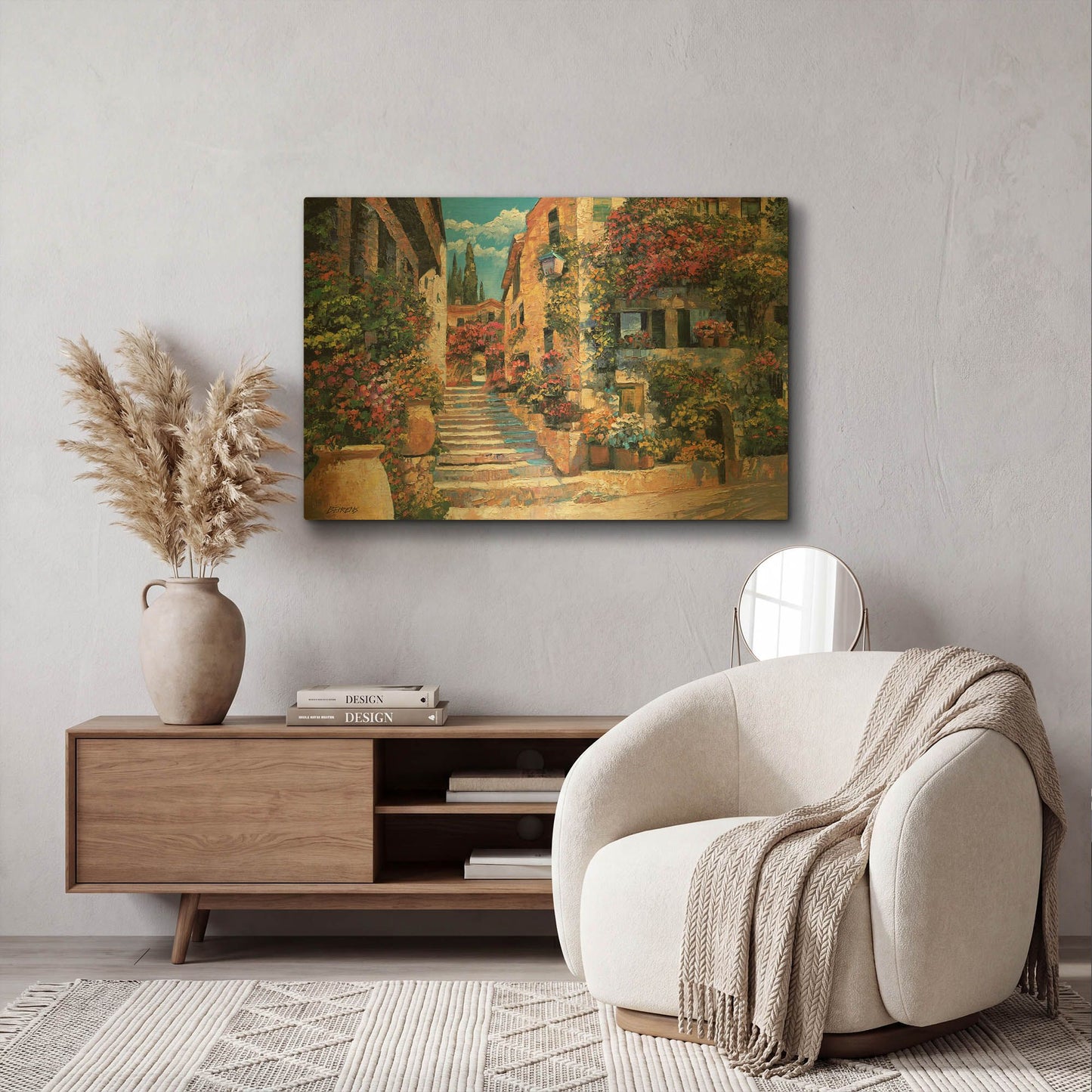'Riviera Stairs' By Howard Behrens Gold Metal Wall Art