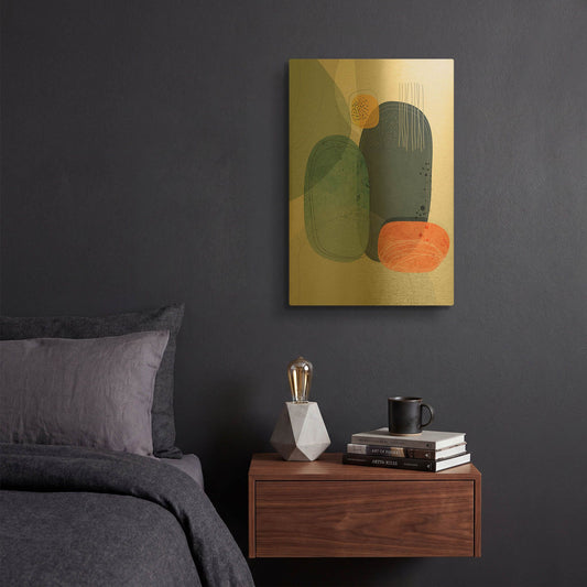 'Rocks Duo 01' By Ishita Banerjee Gold Metal Wall Art