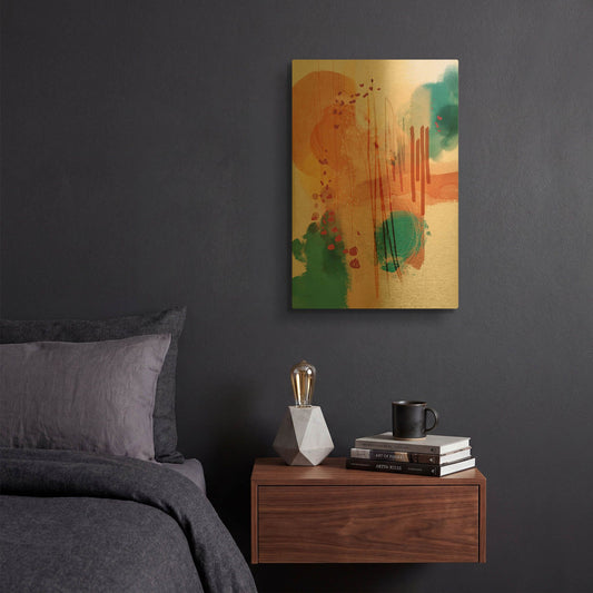 'Sunset Moon 01' By Ishita Banerjee Gold Metal Wall Art