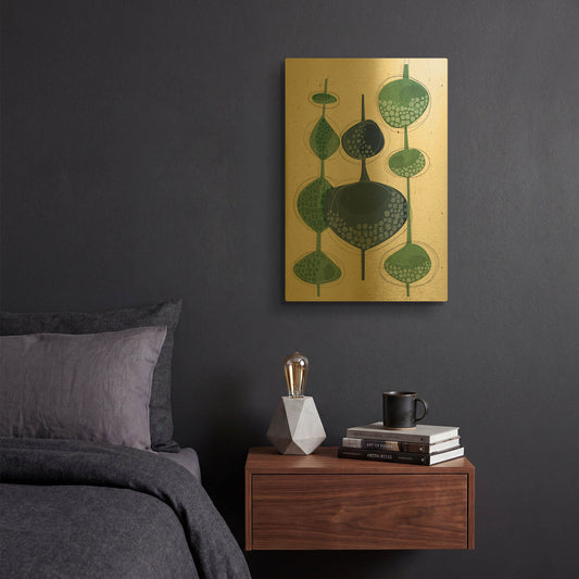 'Towering Trees' By Ishita Banerjee Gold Metal Wall Art