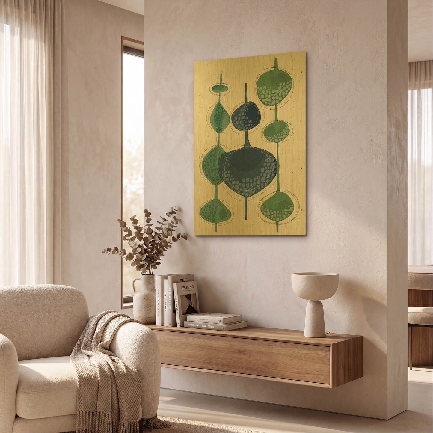 'Towering Trees' By Ishita Banerjee Gold Metal Wall Art