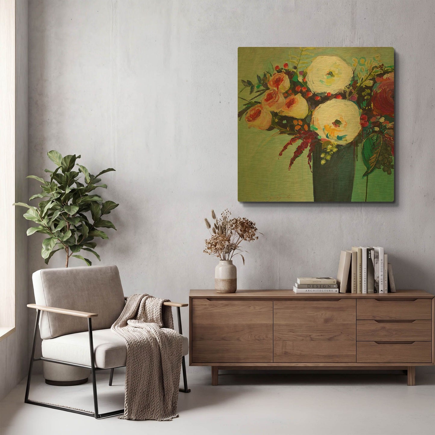 'Ode to Summer 9' By Jacqueline Brewer Gold Metal Wall Art