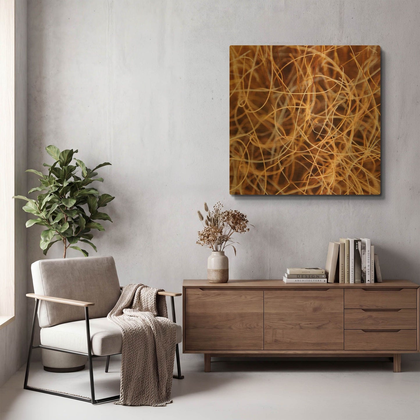 'Zion Grass' By Jan Bell Gold Metal Wall Art