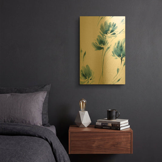 'Blue Move 2' By Lesia Binkin Gold Metal Wall Art