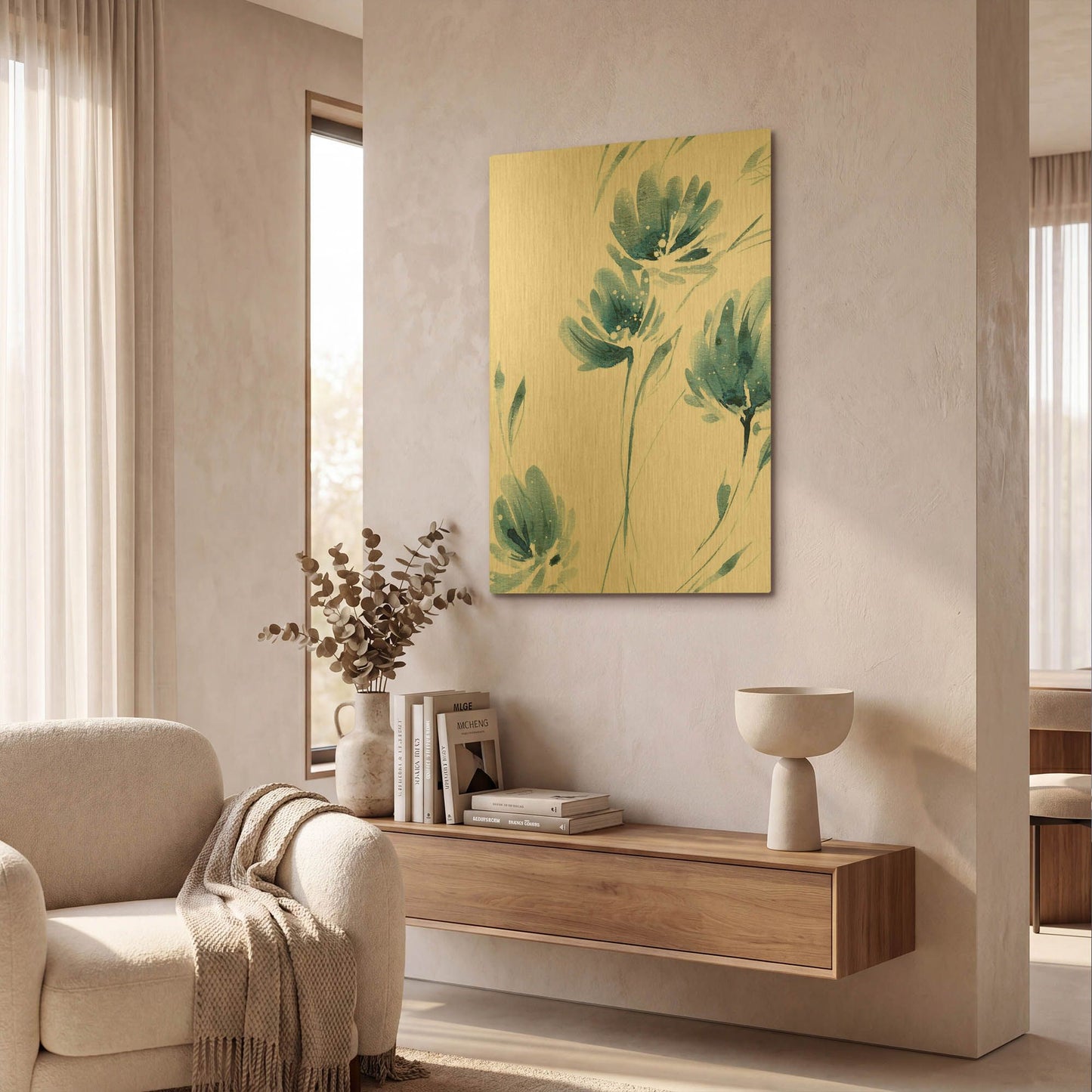 'Blue Move 2' By Lesia Binkin Gold Metal Wall Art