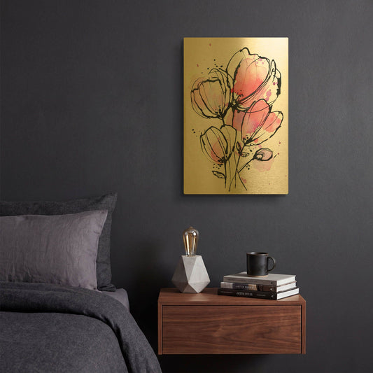 'Pink Mod 1' By Lesia Binkin Gold Metal Wall Art