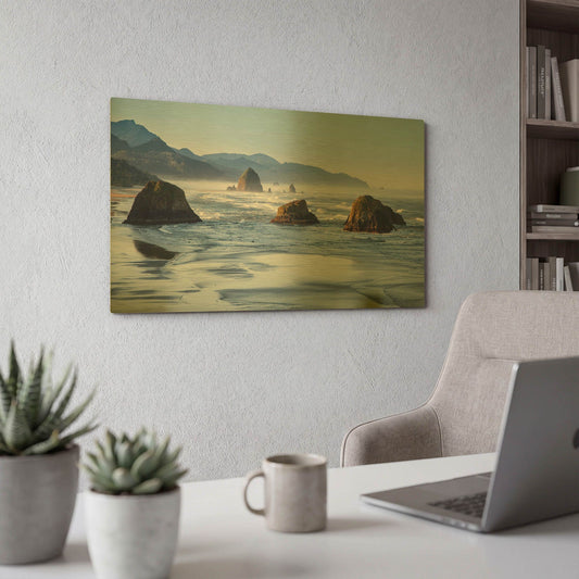 'Cannon Beach' By Michael Broom Gold Metal Wall Art