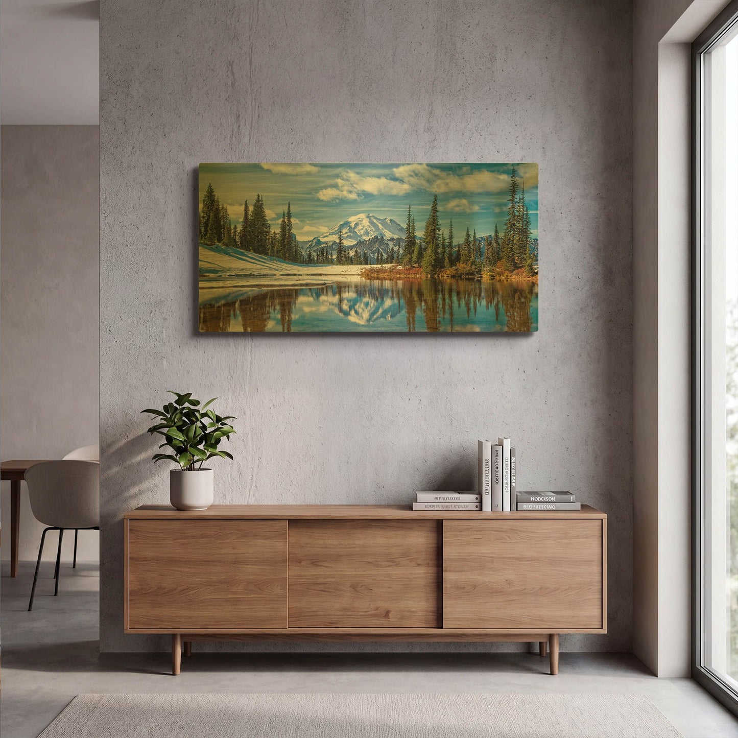 'Mt. Rainier Vista' By Michael Broom Gold Metal Wall Art