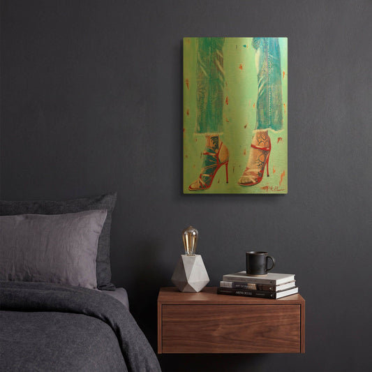 'Red Heels' By Pamela Beer Gold Metal Wall Art