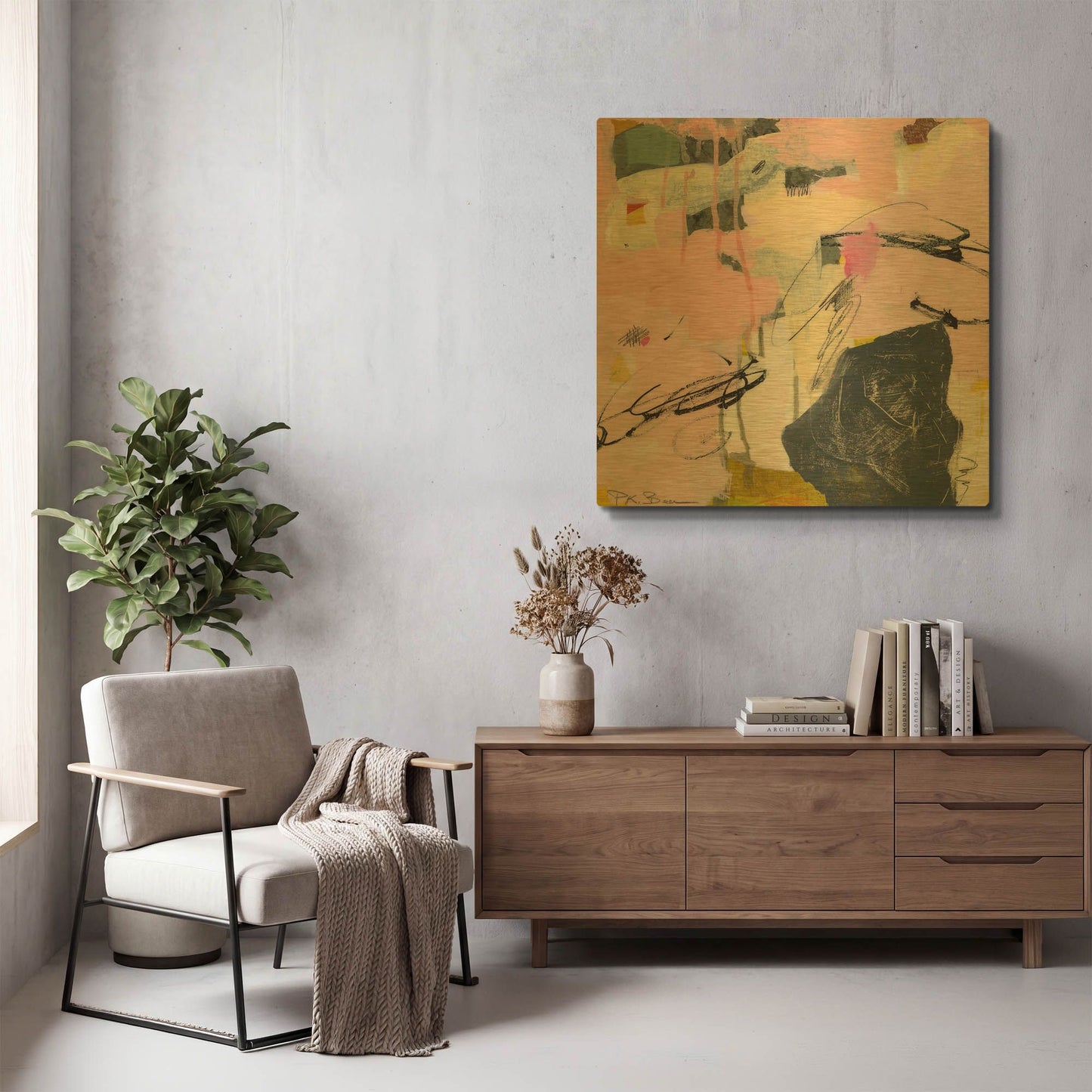 'Sylvan Zephyr No. 4' By Pamela Beer Gold Metal Wall Art