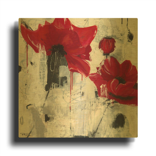 'Poppy Love' By Pamela Beer Gold Metal Wall Art