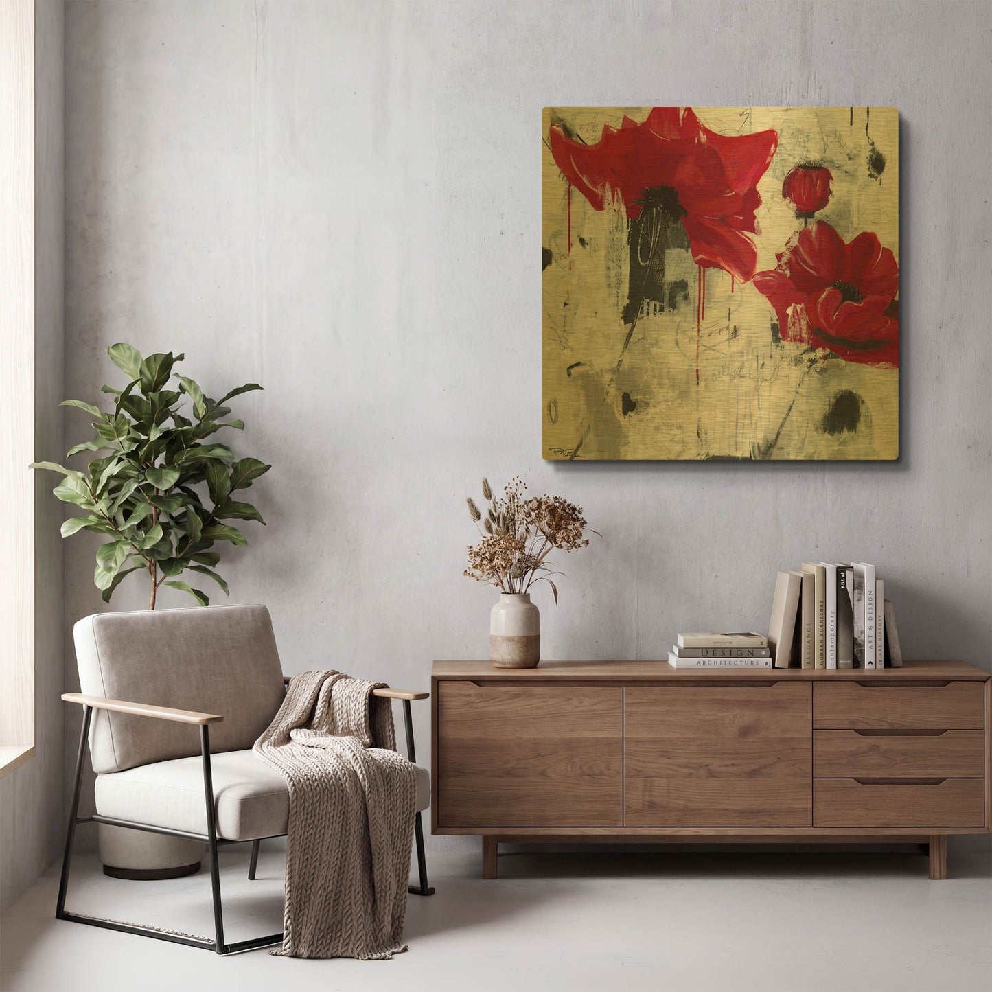 'Poppy Love' By Pamela Beer Gold Metal Wall Art