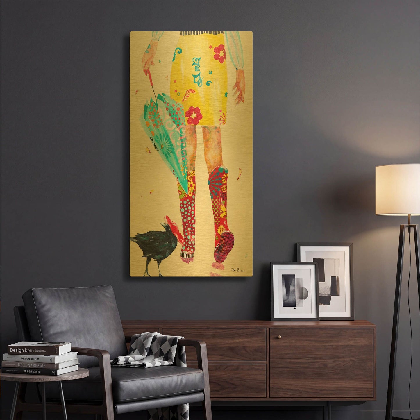 'Rainy Day Companions' By Pamela Beer Gold Metal Wall Art