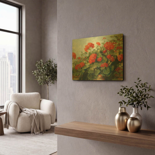 'Geranium Wave' By Carol Rowan Gold Metal Wall Art