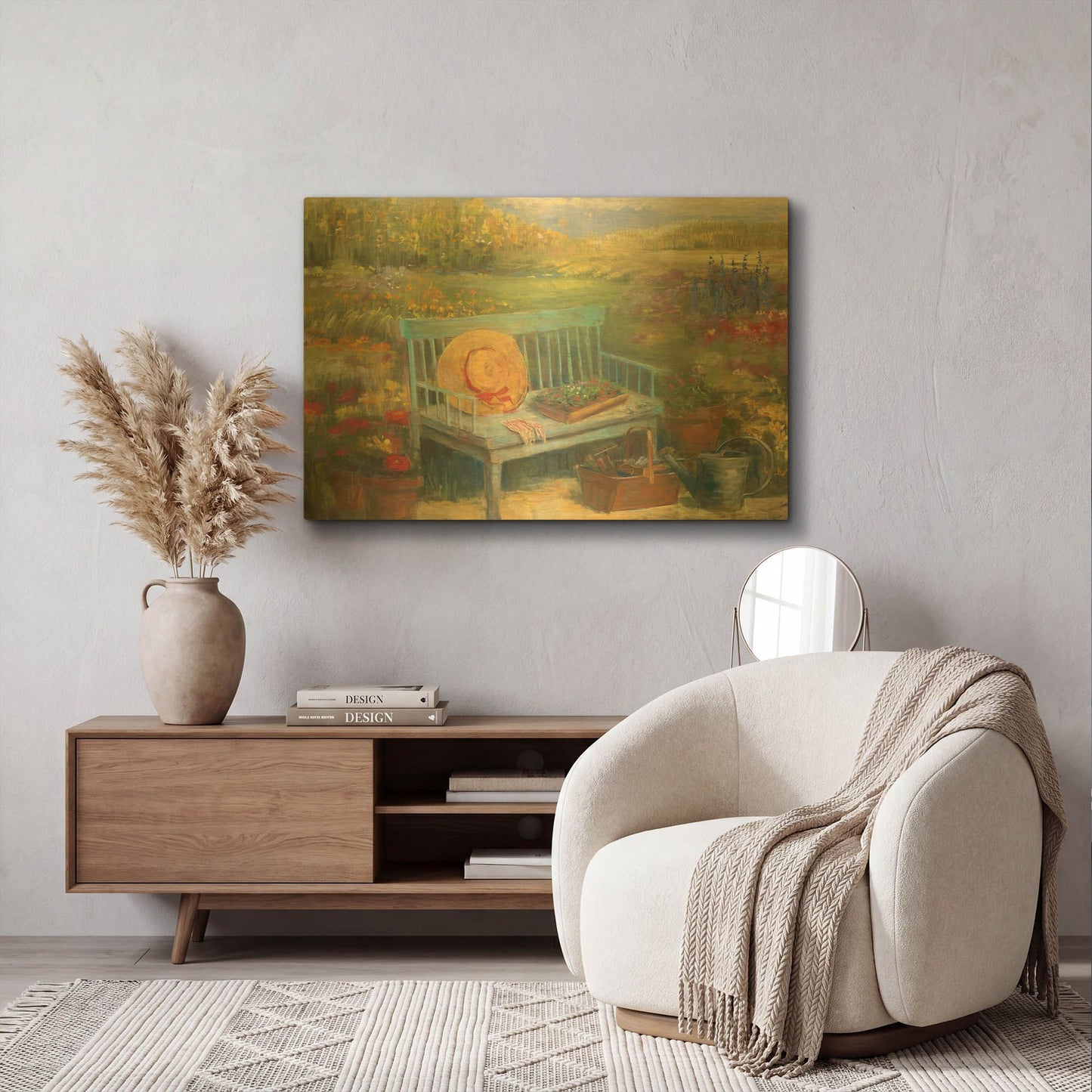 'Working In The Garden' By Carol Rowan Gold Metal Wall Art