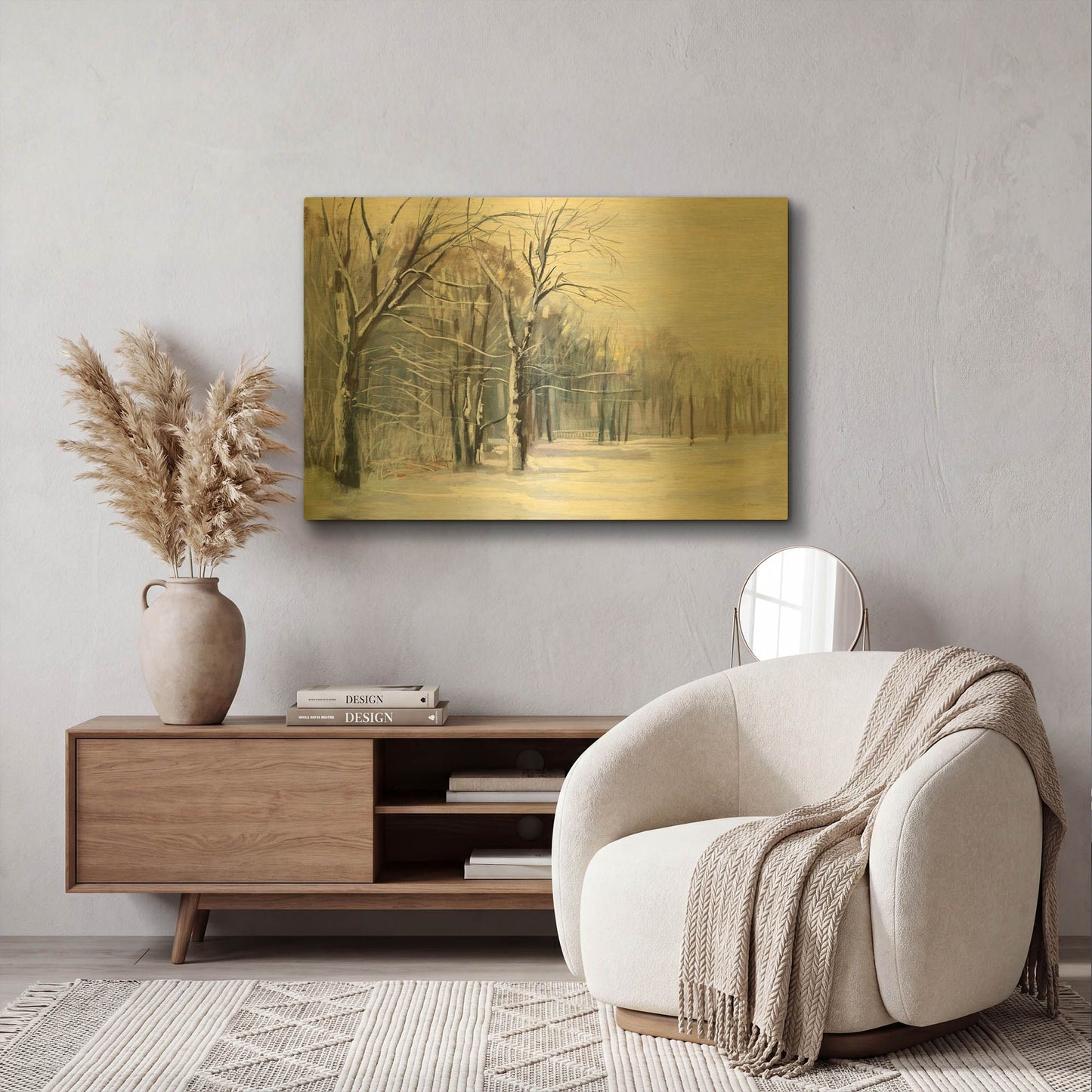 'Winter In The Park' By Carol Rowan Gold Metal Wall Art