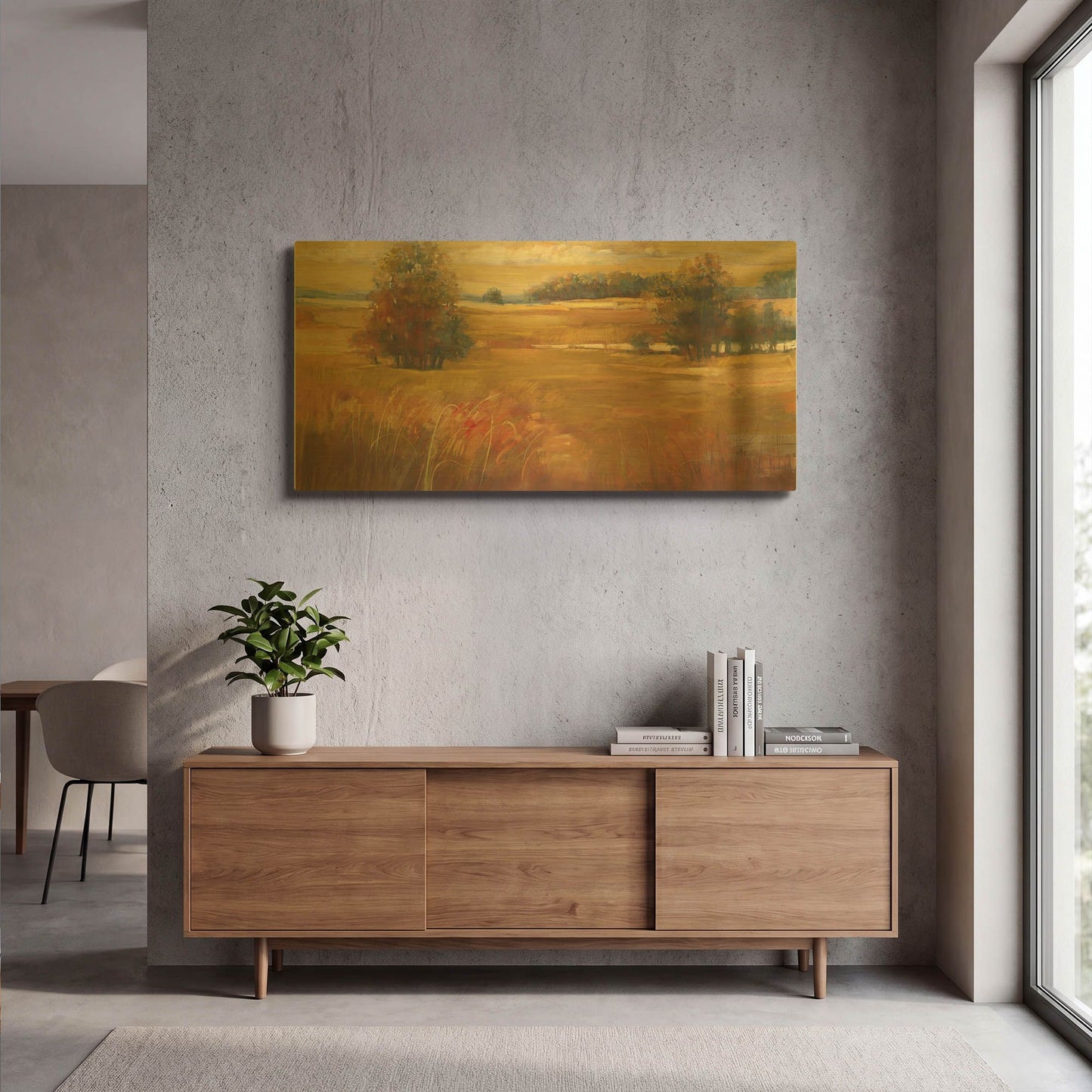 'October Light Golden Sky' By Carol Rowan Gold Metal Wall Art