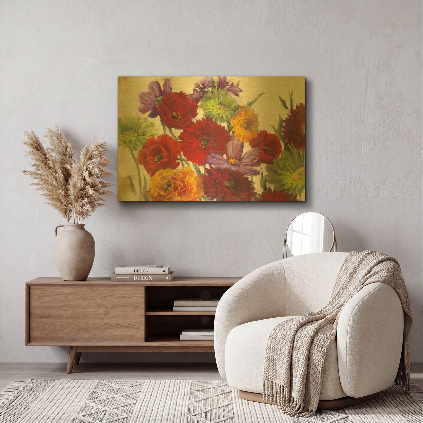 'Flower Scatter' By Carol Rowan Gold Metal Wall Art