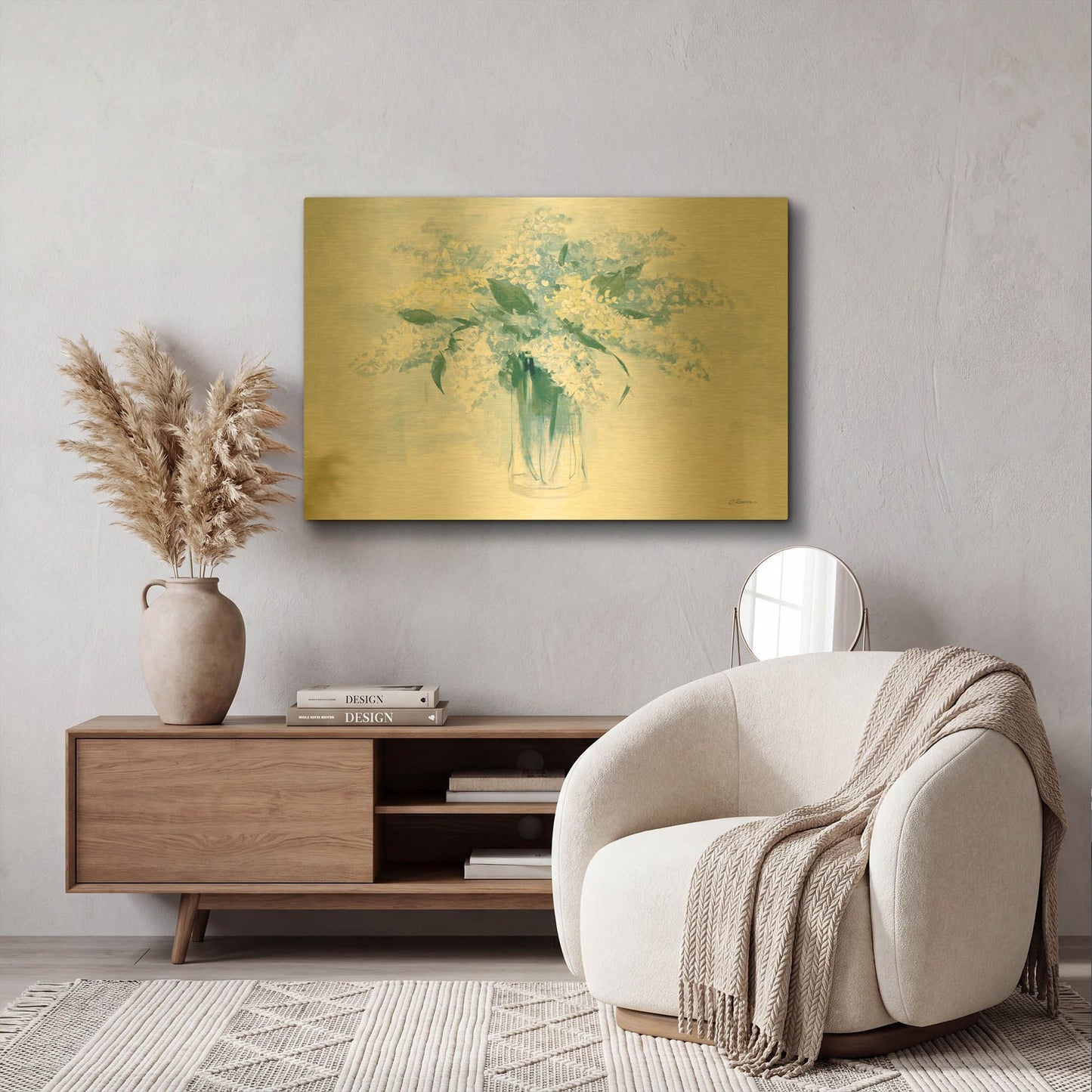 'Contemporary Lilac Blue' By Carol Rowan Gold Metal Wall Art