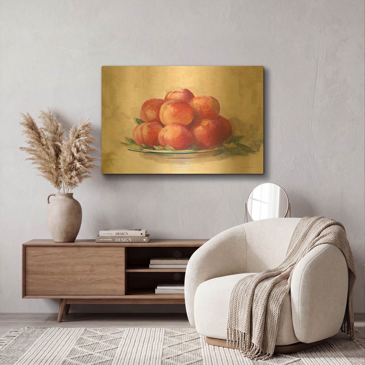 'Ripe Peaches' By Carol Rowan Gold Metal Wall Art
