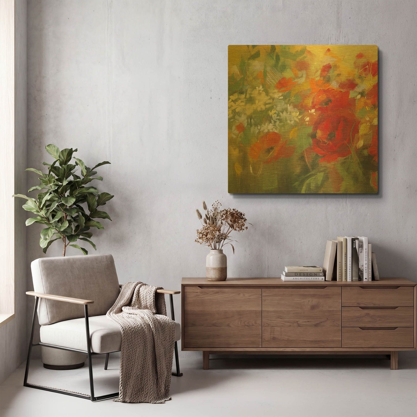 'Oriental Poppy Field II' By Carol Rowan Gold Metal Wall Art