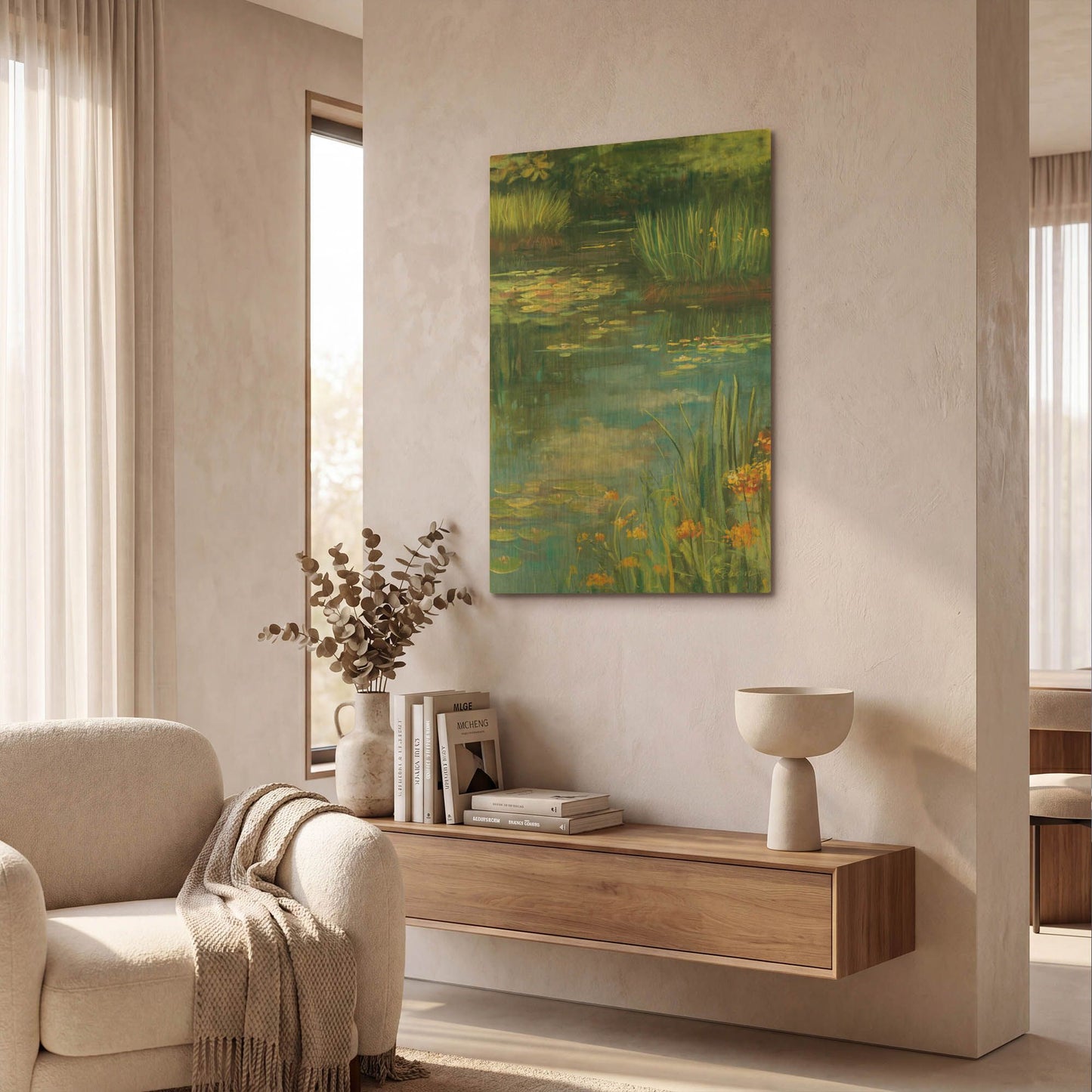 'Garden Pond III' By Carol Rowan Gold Metal Wall Art