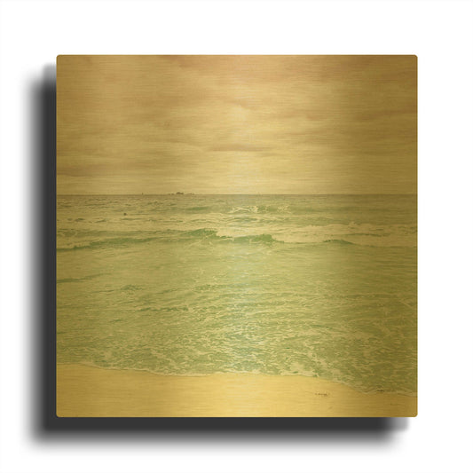 'Beach Tricolor Square' By Keri Bevan Gold Metal Wall Art
