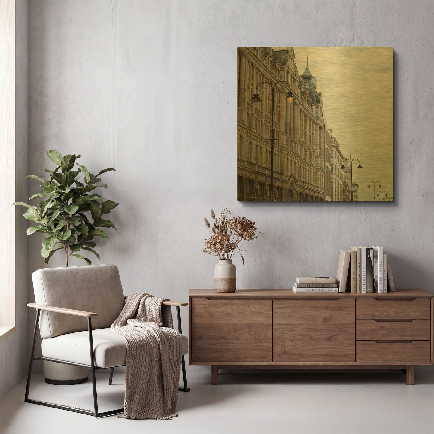 'The Strand Lights' By Keri Bevan Gold Metal Wall Art