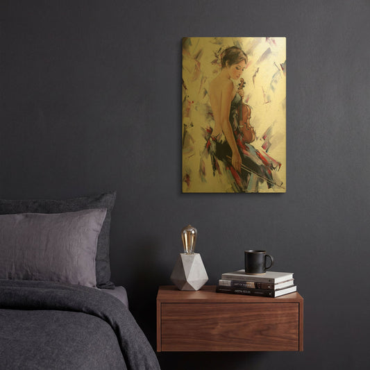 'Violinist' By Alexander Gunin Gold Metal Wall Art