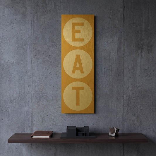 'Eat' By Ryan Fowler Gold Metal Wall Art