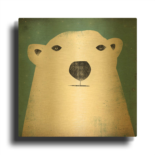 'Polar Bear' By Ryan Fowler Gold Metal Wall Art