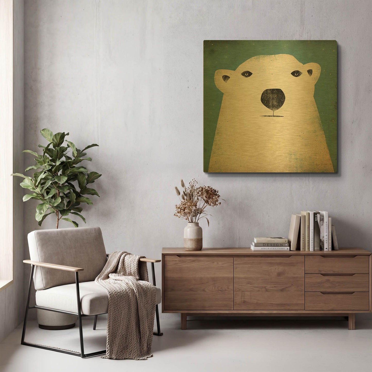 'Polar Bear' By Ryan Fowler Gold Metal Wall Art