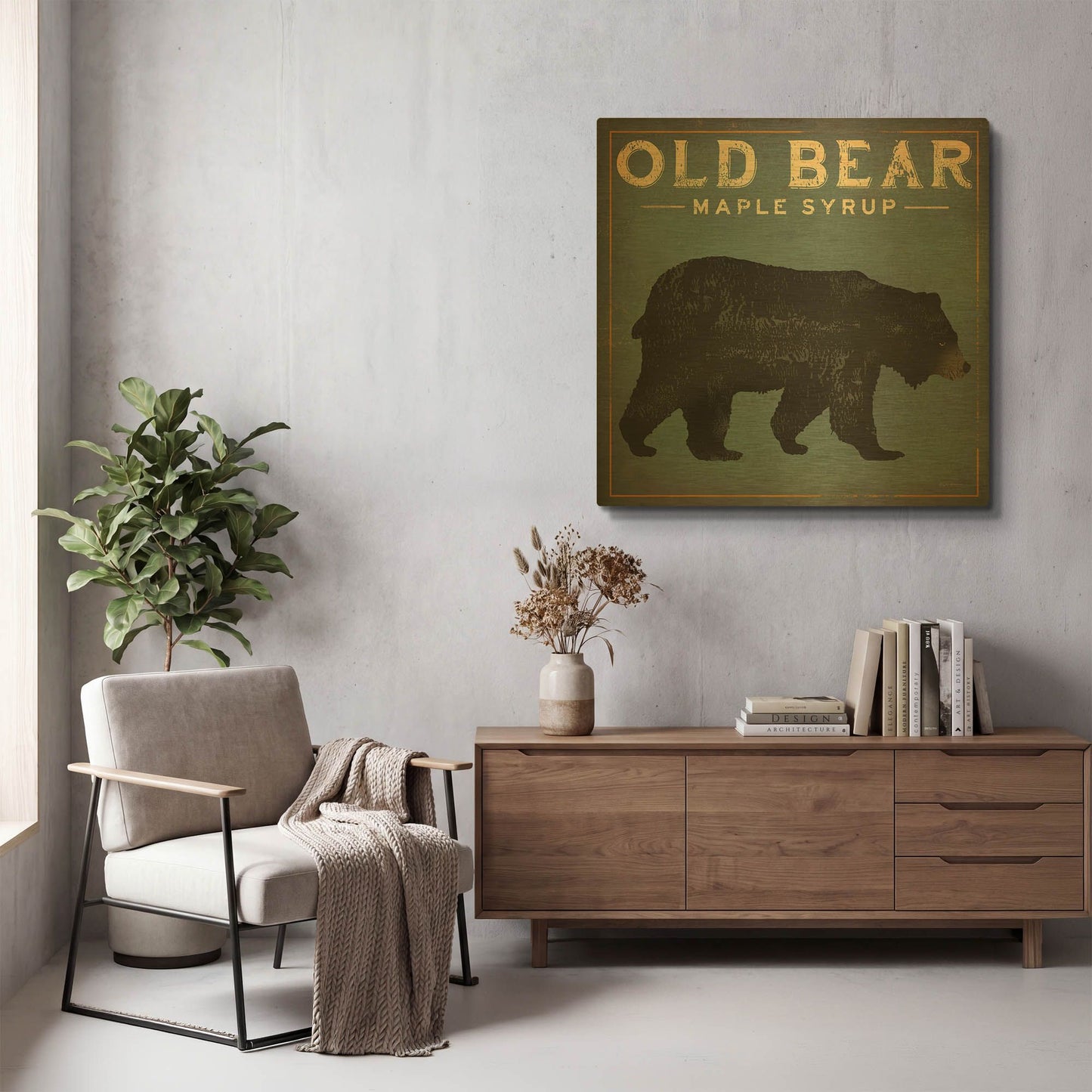 'Old Bear' By Ryan Fowler Gold Metal Wall Art