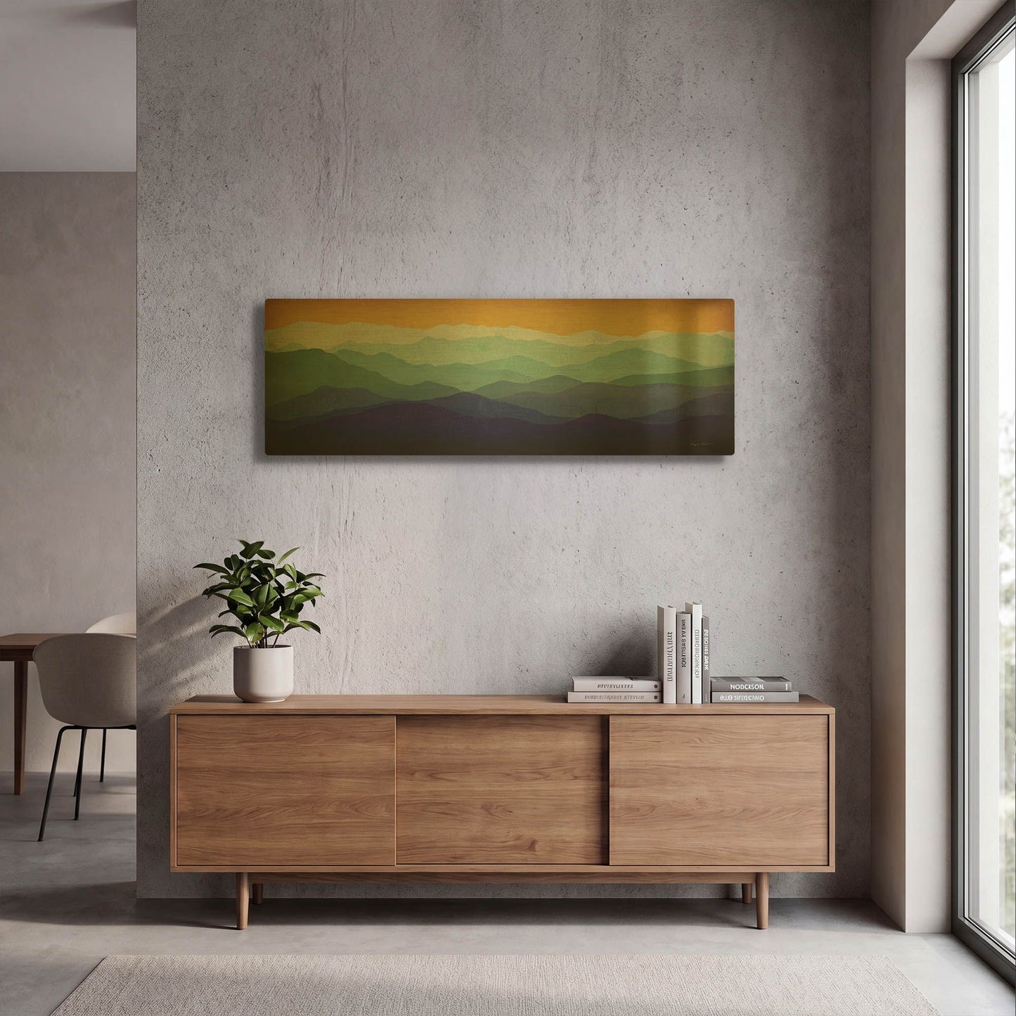 'Yellow Sky Mountains' By Ryan Fowler Gold Metal Wall Art