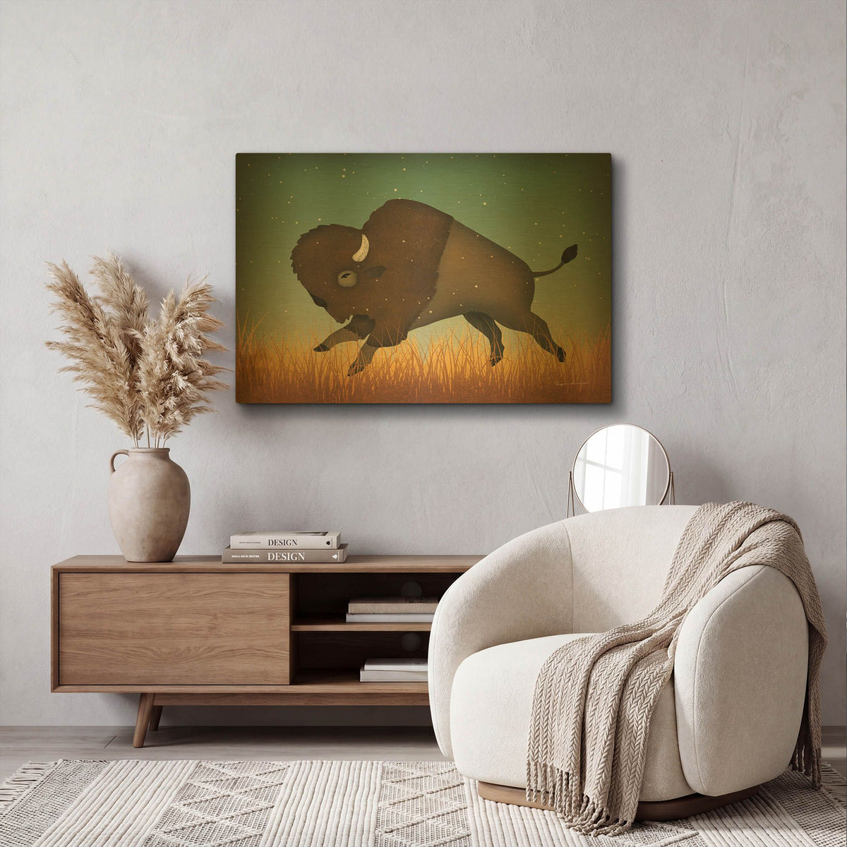 'Buffalo Bison II' By Ryan Fowler Gold Metal Wall Art