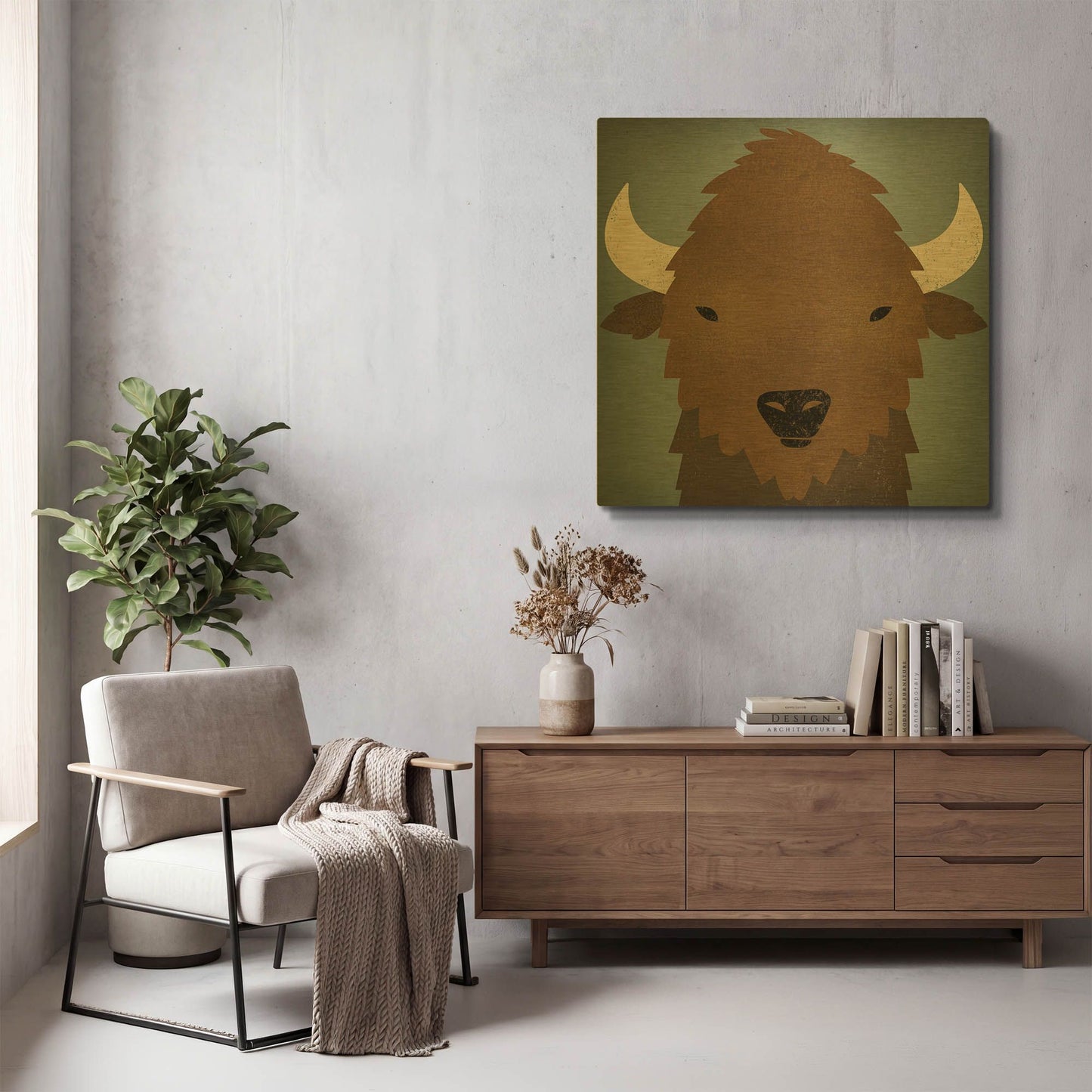 'Buffalo II' By Ryan Fowler Gold Metal Wall Art