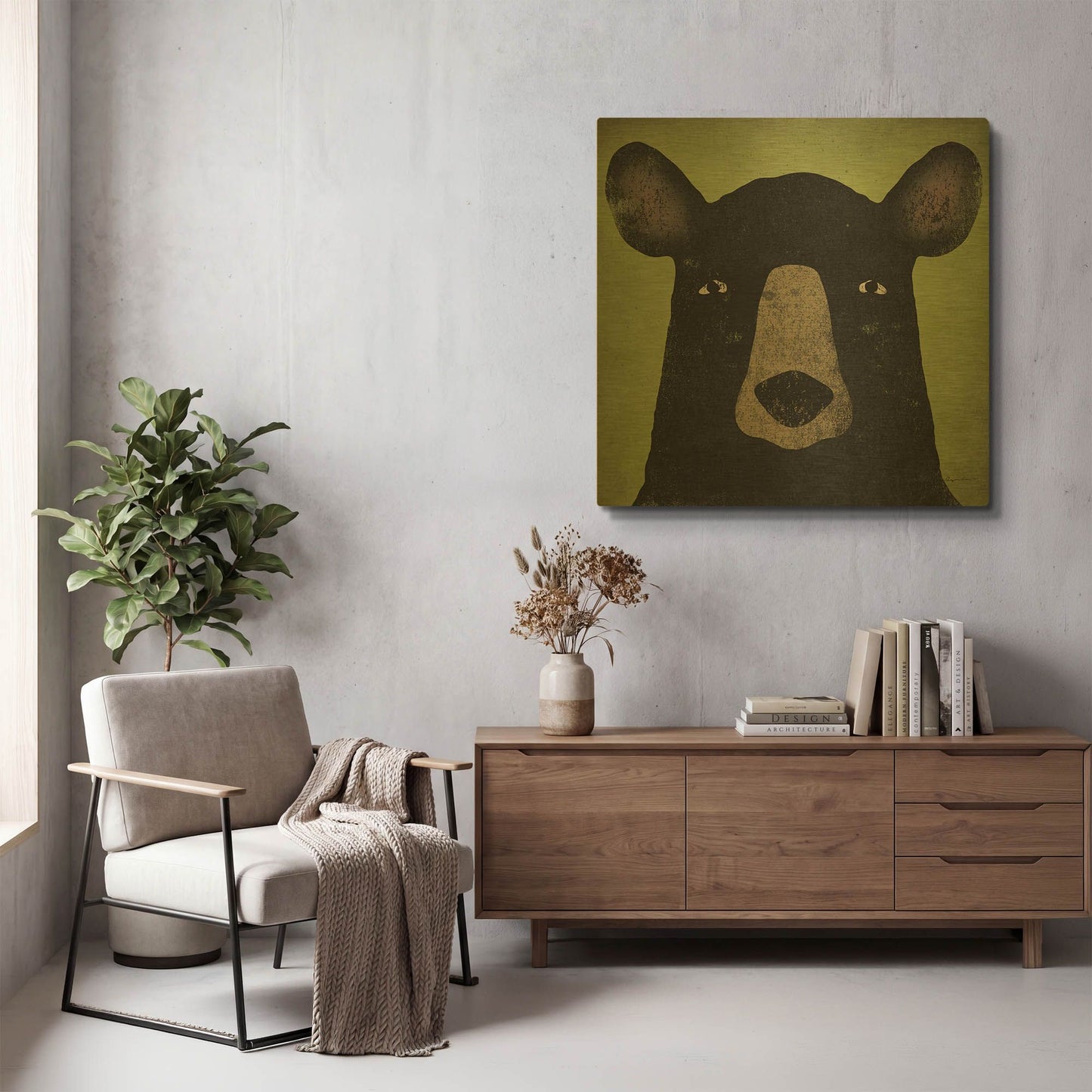 'The Black Bear' By Ryan Fowler Gold Metal Wall Art