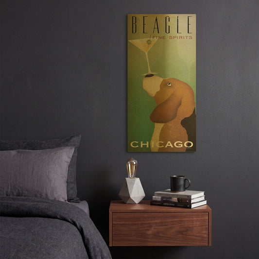 'Beagle Martini' By Ryan Fowler Gold Metal Wall Art
