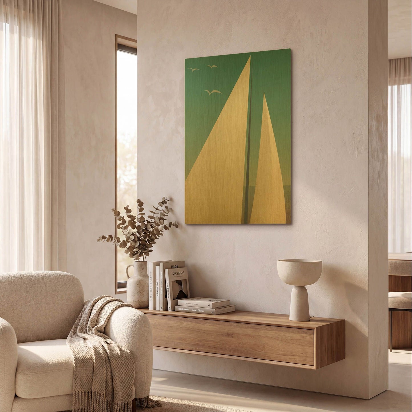 'Sails I' By Ryan Fowler Gold Metal Wall Art