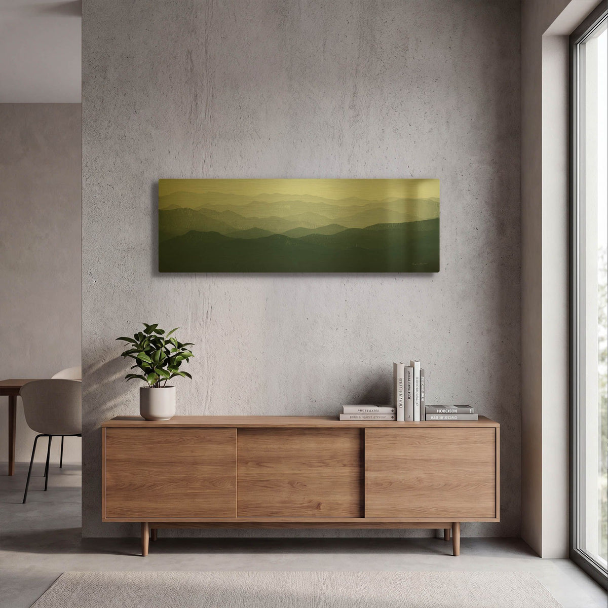 'Green Mountains' By Ryan Fowler Gold Metal Wall Art
