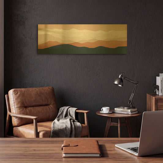 'Terra Cotta Sky Mountains' By Ryan Fowler Gold Metal Wall Art