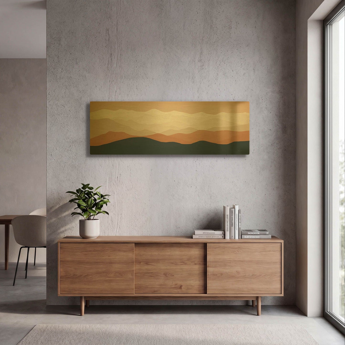 'Terra Cotta Sky Mountains' By Ryan Fowler Gold Metal Wall Art