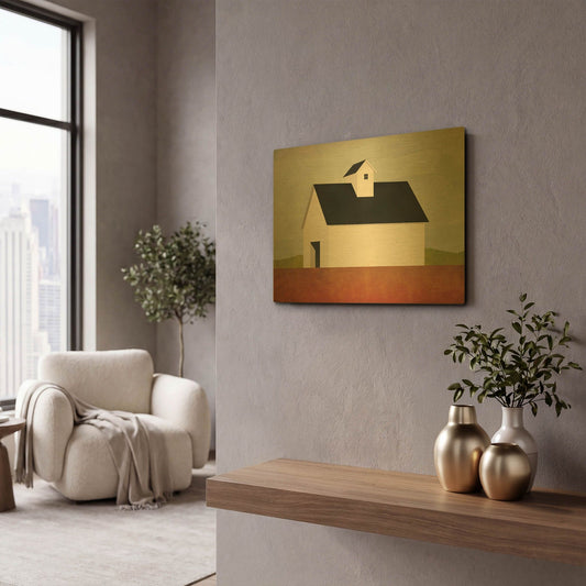 'Fall Barn' By Ryan Fowler Gold Metal Wall Art