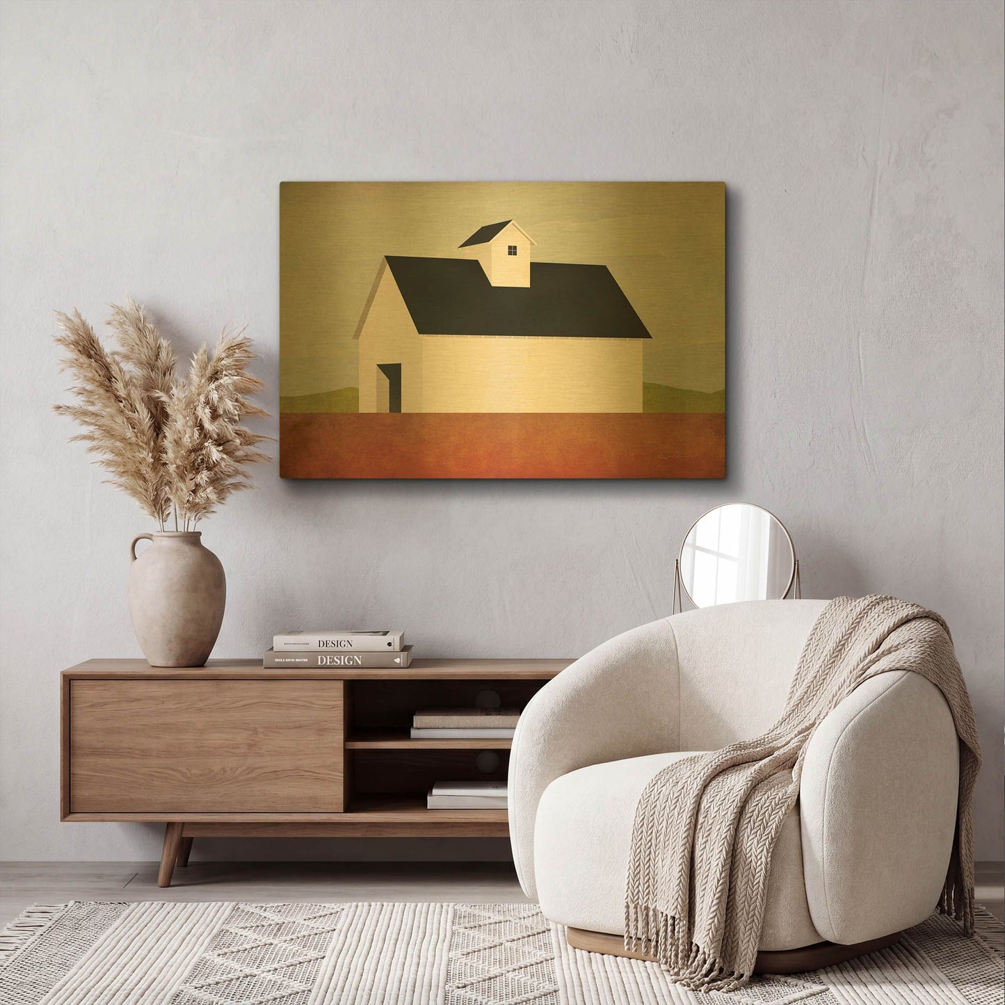'Fall Barn' By Ryan Fowler Gold Metal Wall Art