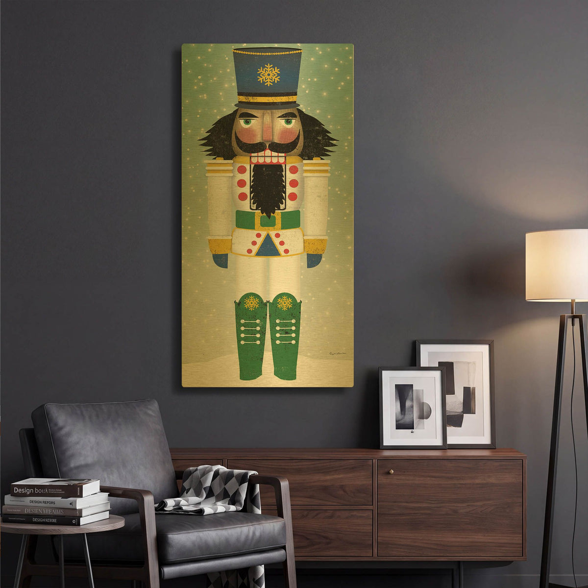 'Joyful Nutcracker IV' By Ryan Fowler Gold Metal Wall Art