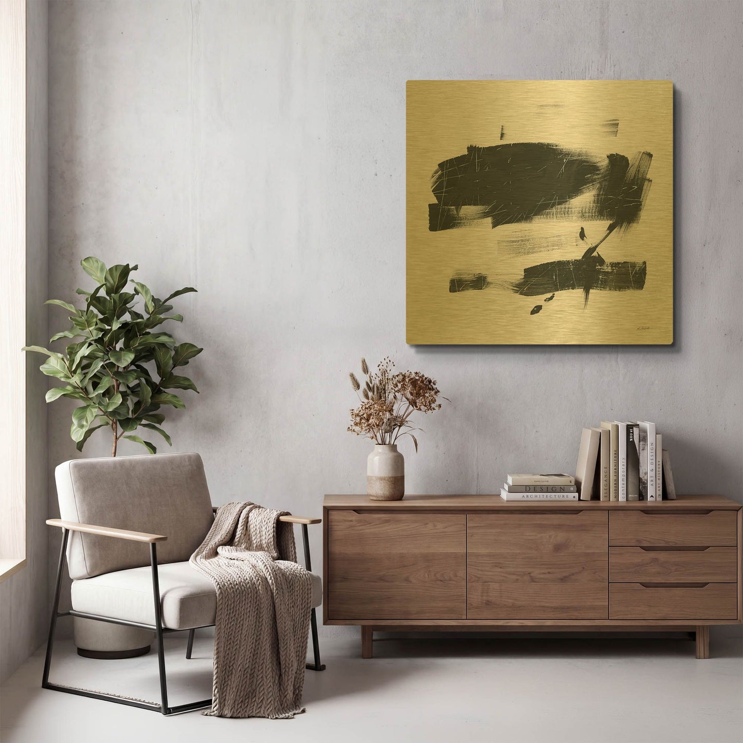 'Gold And Black Elements XX' By Mike Schick Gold Metal Wall Art