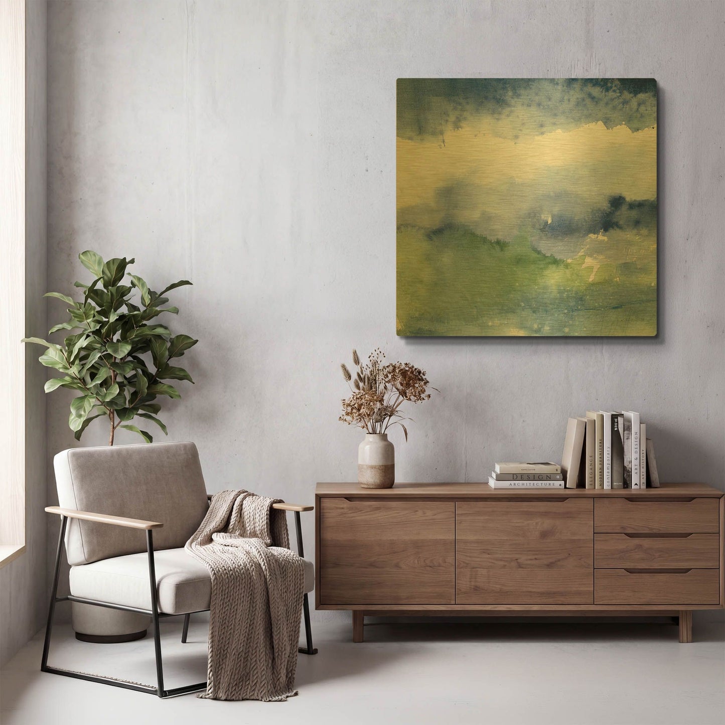 'Midnight At The Lake III' By Mike Schick Gold Metal Wall Art