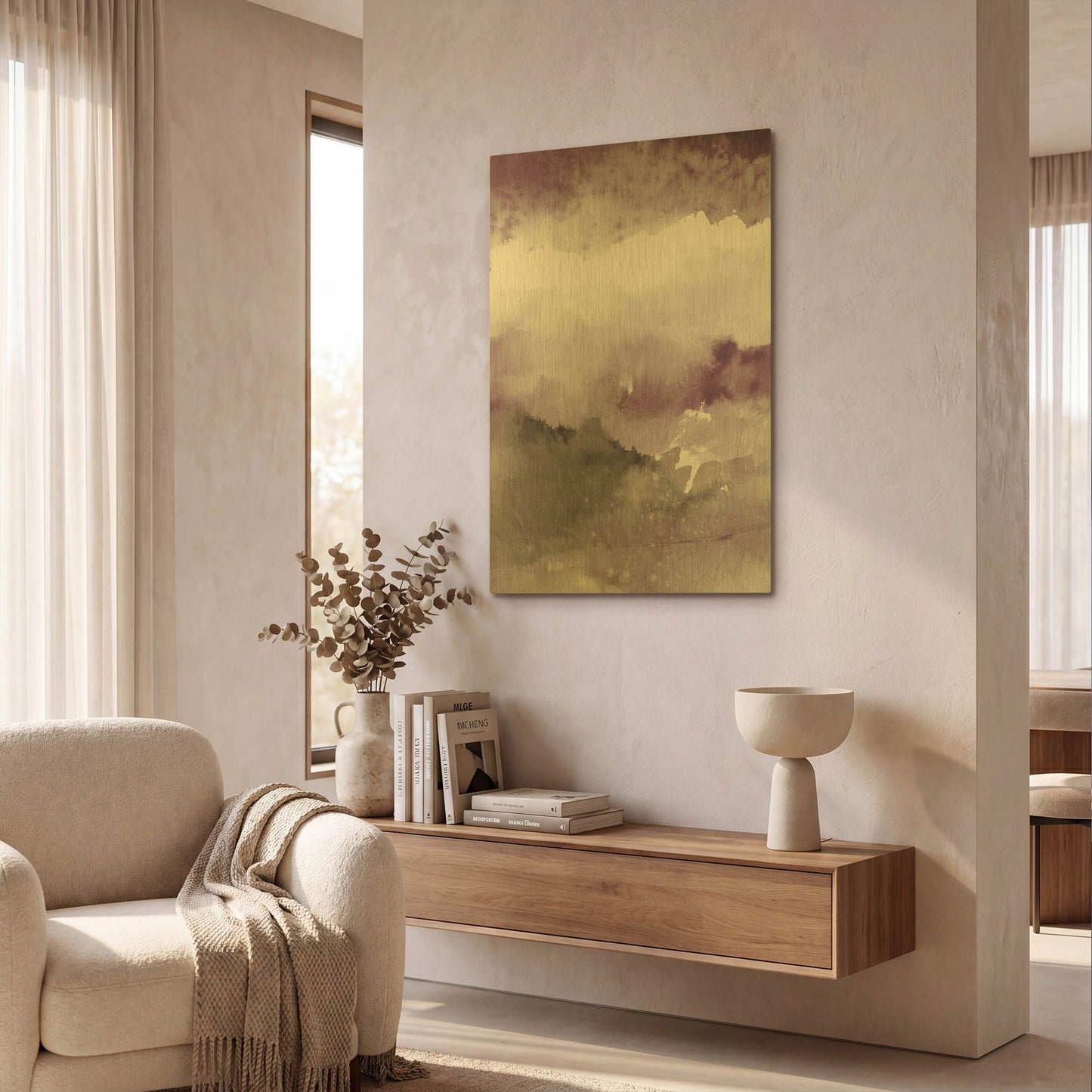 'Midnight At The Lake III Amethyst Gray Crop' By Mike Schick Gold Metal Wall Art