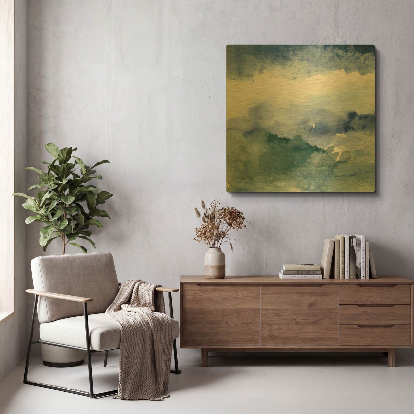 'Midnight At The Lake III Cool' By Mike Schick Gold Metal Wall Art